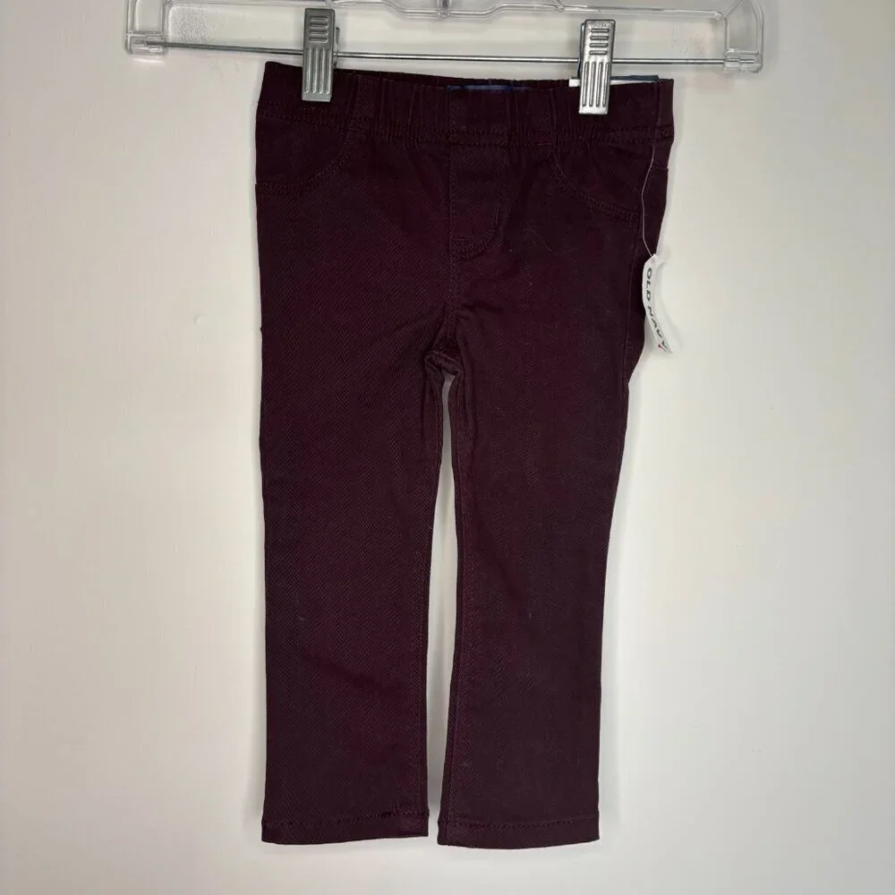 OLD NAVY NEW Jeggings Baby FGirl 18-24 Months Burgundy Stretch Elastic